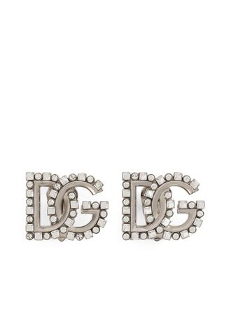 Dolce & Gabbana DG logo earrings - women - glass/Brass - One Size - Silver