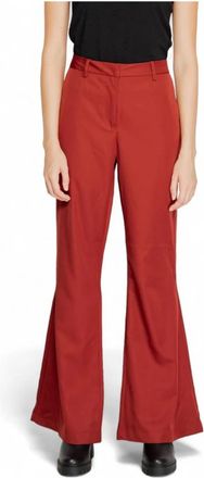 Vero Moda Wide Trousers, female, Red, XL L34, Red Flare Trousers Plain Pattern Zip