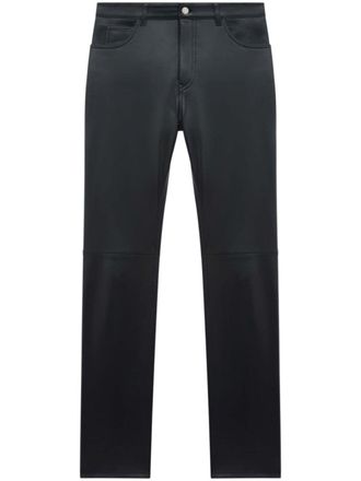 Courr&egrave;ges leather straight-leg trousers - Black