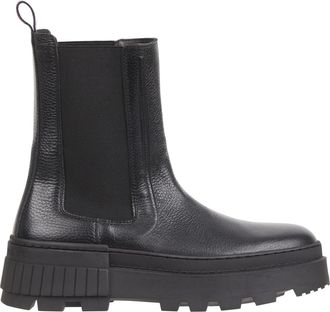 Tommy Hilfiger Black Leather Striped Chelsea Boots