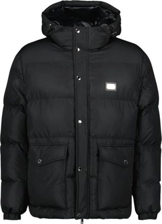 Dolce & Gabbana Gewatteerde Winterjas met Logo Plaque - Heren - Winterjassen - Zwart - XL - Jassen