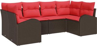 vidaXL Conjunto De Sof&aacute; De Jard&iacute;n 6 Uds. 6 Plaza Marr&oacute;n Vidaxl