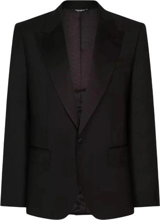 Dolce & Gabbana Taormina-Fit Single-Breasted Jasje - Heren - Blazers - Zwart - S - Wol - Jassen