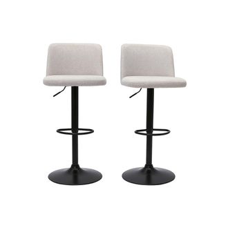 Miliboo Miliboo - Set De 2 Taburetes De Cocina Regulables De Tejido Efecto Aterciopelado Beige Y Metal Negro Monti