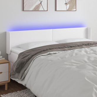 vidaXL Cabecero Con Led Cuero Sint&eacute;tico Blanco 203x16x78/88 Cm Vidaxl