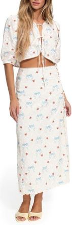 Agua Bendita Cherish Salen Tie Front Crop Top in White at Nordstrom, Size Small