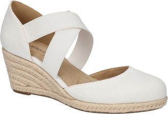 Easy Street Pari Espadrille Platform Wedge in White Canvas at Nordstrom, Size 10