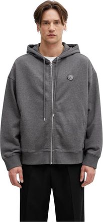 Maison Kitsun&eacute; Fox Head Patch Oversize Fullzip Hoodie - Heren - Vesten met rits - Grijs - XL - Katoen - Hoodies & sweatvesten