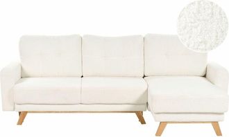 Beliani Beliani - Divano angolare 3 posti sinistro bouclè Funzione Sleeper estraibile Schienale imbottito Bianco Siro