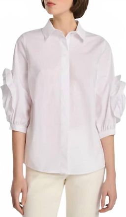 Weill Short Sleeve Blouse With Floral Detail In White