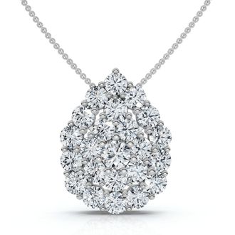 Pompeii3 2Ct Diamond Pear Shape Pave Pendant 14k Gold Necklace Lab Grown