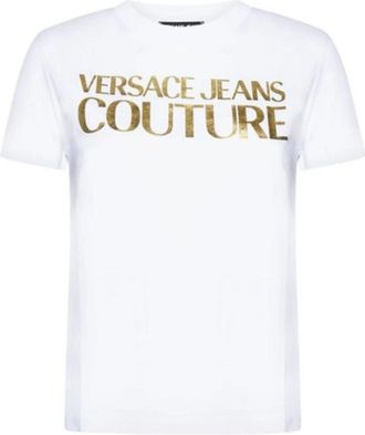 Versace Jeans Couture Witte T-shirt met Logo Print - Dames - T-shirts - Wit - S - Tops