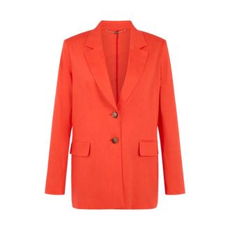 Marc Cain Lange Blazer - Dames - Blazers - Rood - 2XL - Linnen - Jassen