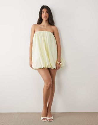 Asos Vestito corto a fascia color latticello a palloncino-Neutro
