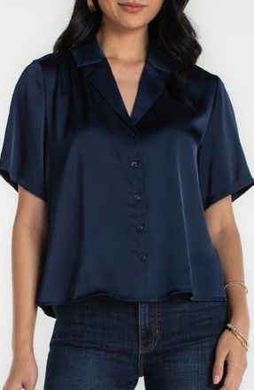 Liverpool L.A. Camp Collar Button-Up Shirt in Dark Navy at Nordstrom, Size X-Small