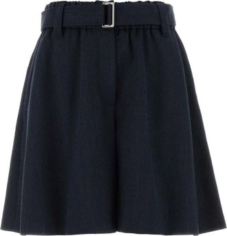 Brunello Cucinelli Crepe Chevron Rokbroek - Dames - Bermuda - Blauw - S - Wol - Korte Broeken