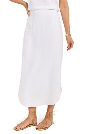 Nic+Zoe Rumba Linen Blend Curved Hem Skirt in Paper White at Nordstrom Rack, Size X-Large
