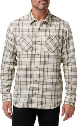 Travis Mathew Cloud Plaid Flannel Button-Up Shirt in Birch at Nordstrom Rack, Size X-Large