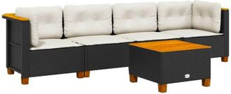 vidaXL Vidaxl - Set De Muebles De Jard&iacute;n 5 Pzas Y Cojines Rat&aacute;n Sint&eacute;tico Negro