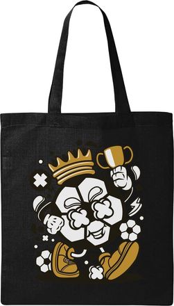 Generic Football King Crown Champion Best Soccer Player Natural Ecological Cotton Tote Bag Black