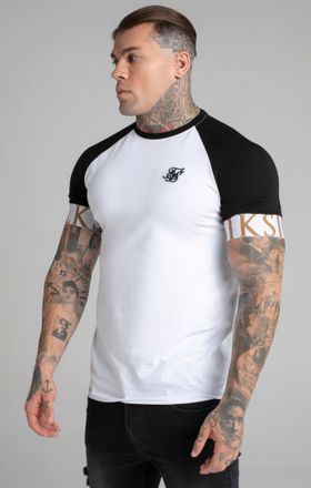 Siksilk Camiseta t&eacute;cnica blanca y negra para hombre SikSilk S
