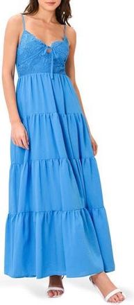 Flying Tomato Mixed Lace Maxi Dress in Blue at Nordstrom Rack, Size Medium