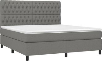 vidaXL Vidaxl - Cama Box Spring Con Colch&oacute;n Tela Gris Oscuro 180x200 Cm