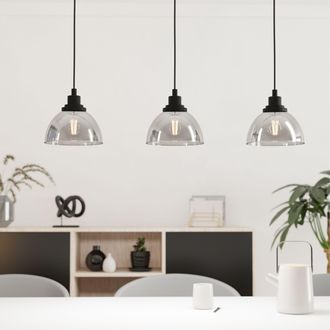 Eglo Eglo Beleser Glass & Metal 3-Light Ceiling Pendant in Black