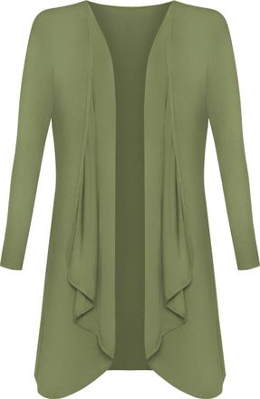 Generic MMK Manchester Womens Waterfall Cardigan - Ladies Plain Casual Summer Long Sleeve Front Open Floaty Duster Blazer Coat Top (Khaki, 20-22)