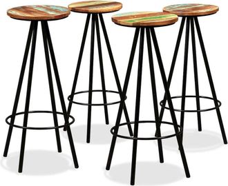 vidaXL Bar Stools 4 pcs Solid Reclaimed Wood, 245446