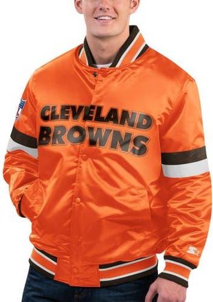 Starter Mens Starter Orange Cleveland Browns Gridiron Classics Home Game Satin Full-Snap Varsity Jacket at Nordstrom, Size Xx-Large