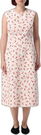 Jil Sander Midi-jurk van technische faille met print - Dames - Jurken - Veelkleurig - Maat: XL Viscose