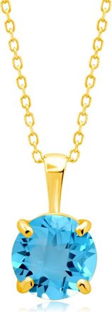 MAX + STONE 14k Yellow or White Gold 8mm Gemstone Round Pendant Necklace with 18 Inch Chain