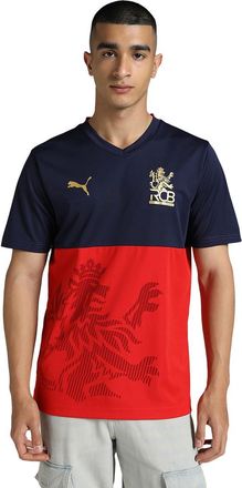 Puma RCB 2025 Mens Fan Cricket Jersey, Navy-Flame Scarlet, Navy-Flame Scarlet, Medium