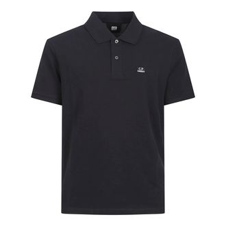 C.P. Company Polo Shirts, male, Blue, Size: XL Stretch Piquet Short Sleeve Polo