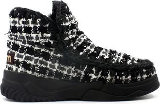 Mou Zwarte Eskimo Trainer met Tweed - Dames - Winterlaarzen - Zwart - 36 EU - Tweed - Schoenen