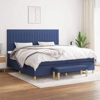 vidaXL Vidaxl - Cama Box Spring Con Colch&oacute;n Tela Azul 200x200 Cm