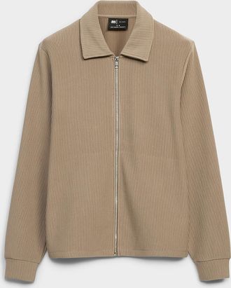 Le 31 Mens Rib-jersey polo-collar cardigan Comfort fit