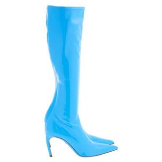 Ferragamo Bri High Patent Stretch Boots, Size 10 B