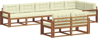 vidaXL Conjunto De Sof&aacute;s De Exterior 8 Uds. Natural Y Crema Vidaxl