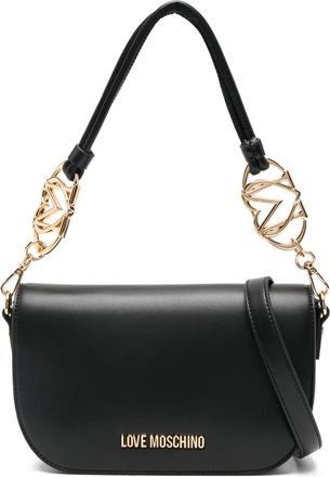 Love Moschino Borsa a spalla con decorazione a catena - Nero