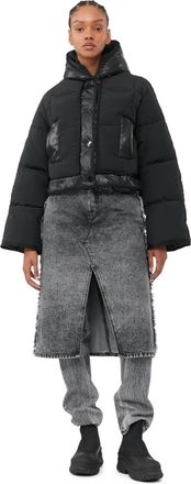 Ganni Snow Washed Denim Skirt Jeans in Black Washed Size 28 Organic Cotton Womens