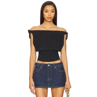 Free People Louie Top Women Black Smocked Off The Shoulder Cropped DDR2431