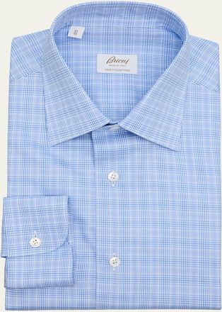 Brioni Mens Ventiquattro Cotton Plaid Dress Shirt