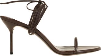 PARIS TEXAS Brown Lace-Up Sandals with Stiletto Heel and Ankle Wrap
