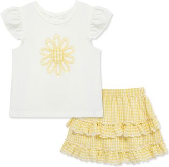 Little Me Kids Daisy Top & Skort Set in Yellow at Nordstrom, Size 4T