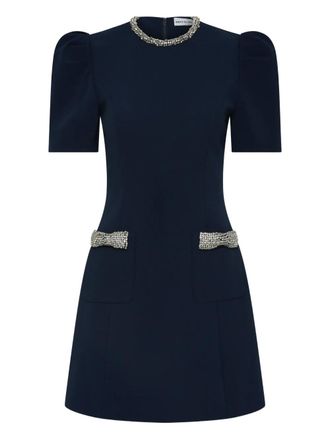 Rebecca Vallance Nemy embellished puff-sleeve mini dress - women - Polyester/Elastane - 16 - Blue
