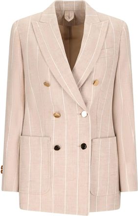 Max Mara Riom jas met krijtstreep - Beige