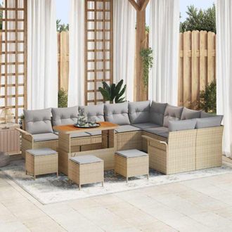 vidaXL Vidaxl - Conjunto De Sof&aacute; De Jard&iacute;n Con Coj&iacute;n 13 Pcs Beige, Gris Claro