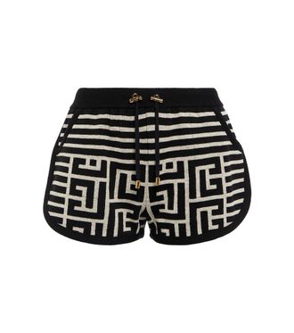 Balmain Monogram wool and linen-blend shorts